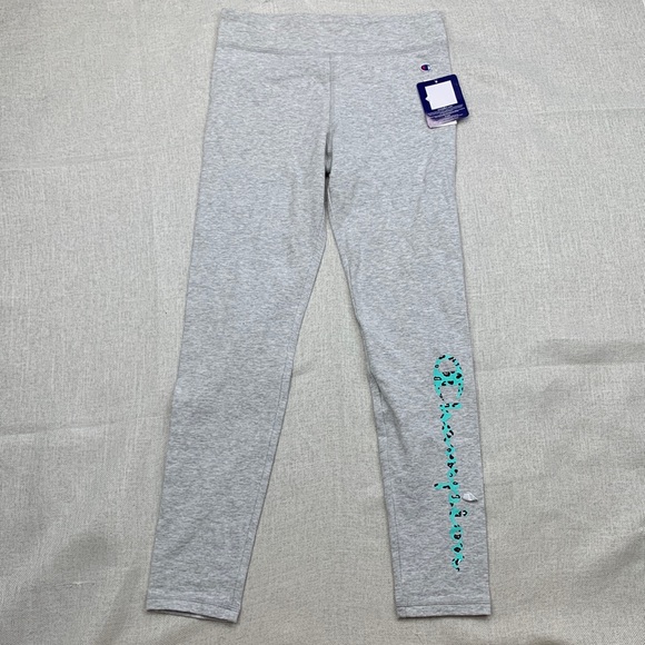 CHAMPION Big Girls Leopard Script Leggings Size L - Picture 1 of 9